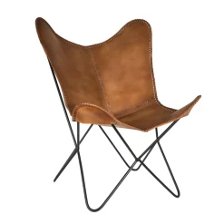 Casa Viva Silla mariposa de cuero marrón July 75x87x86cm Best
