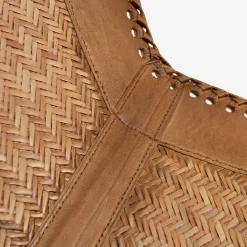 Casa Viva Silla mariposa de cuero y ratán marrón Katy 72x78x92cm Outlet