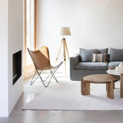 Casa Viva Silla mariposa de cuero y ratán marrón Katy 72x78x92cm Outlet