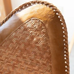 Casa Viva Silla mariposa de cuero y ratán marrón Katy 72x78x92cm Outlet