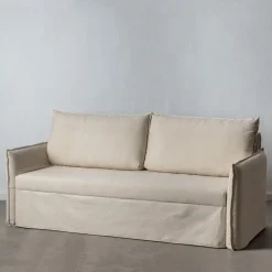 Casa Viva Sofá cama de algodón y lino beige 215x100x97cm Sale