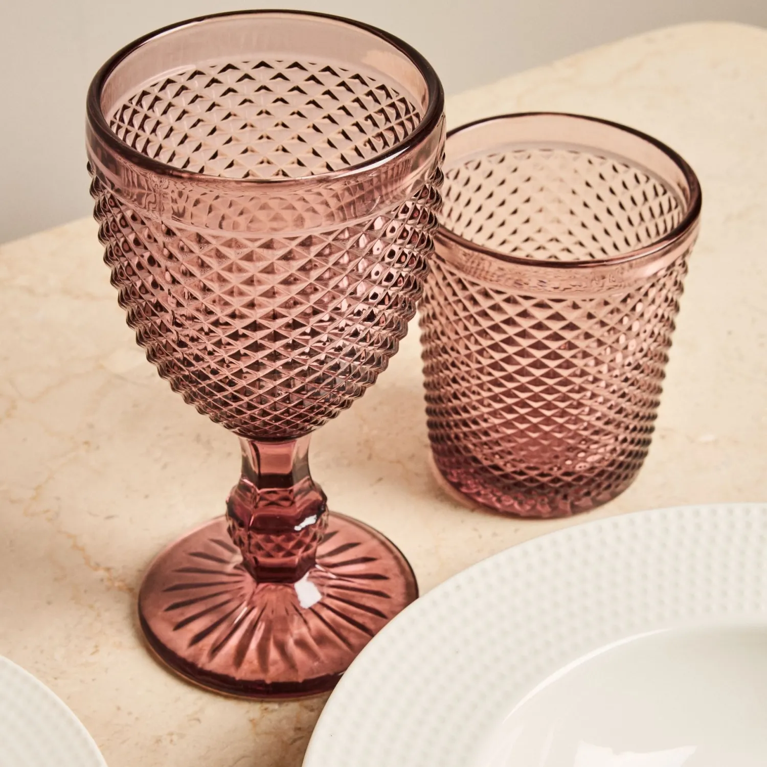 Casa Viva Vaso cristal rosa Diamante 30cl Hot